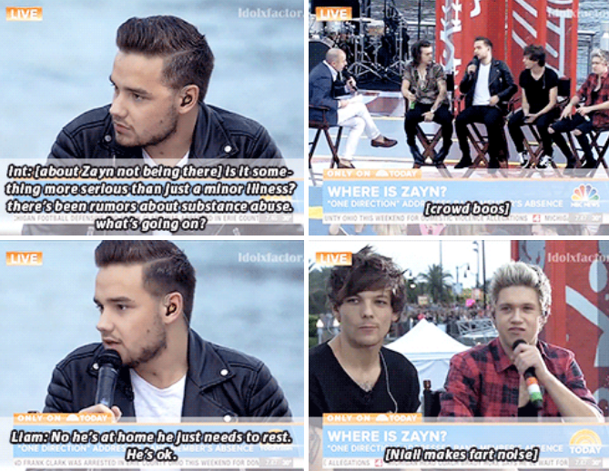 The boys being asked about Zayn.