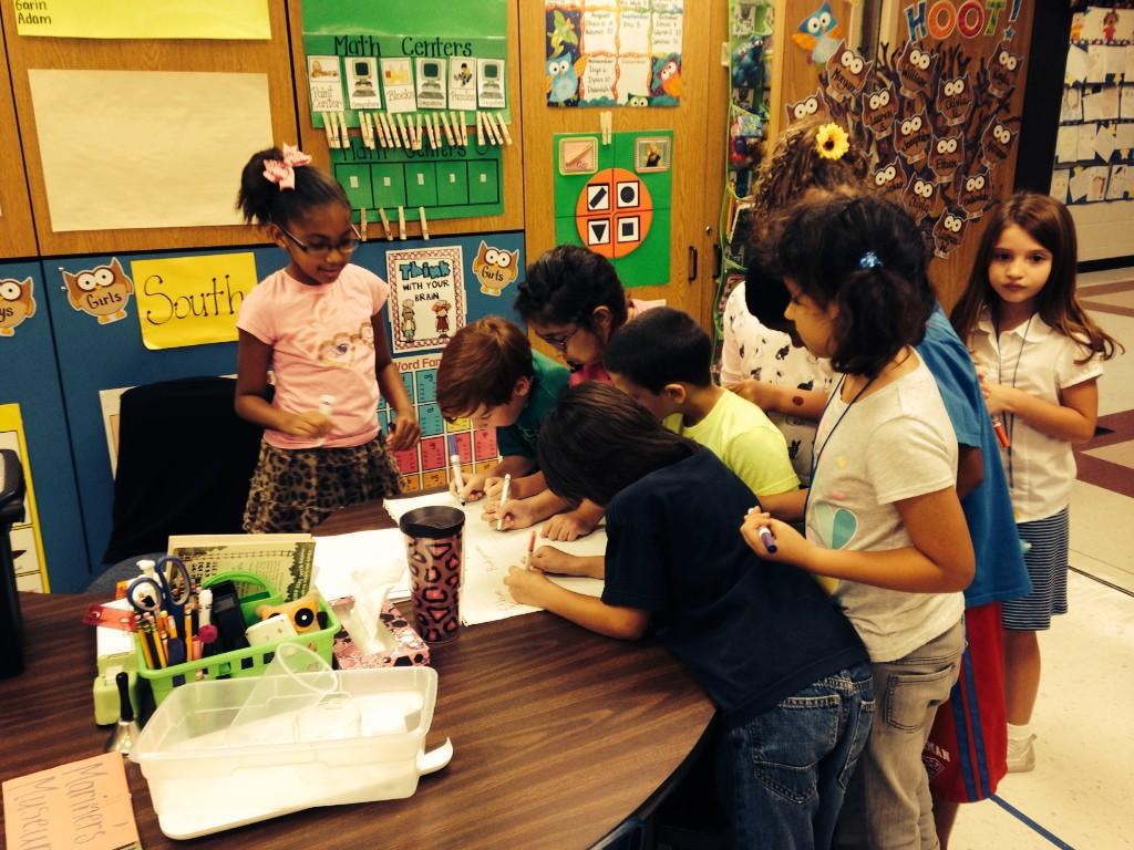 joverbay's tweet photo. Kiddos working together on a chalk talk... Adjectives, anyone? http://t.co/WMJDNTxYoe