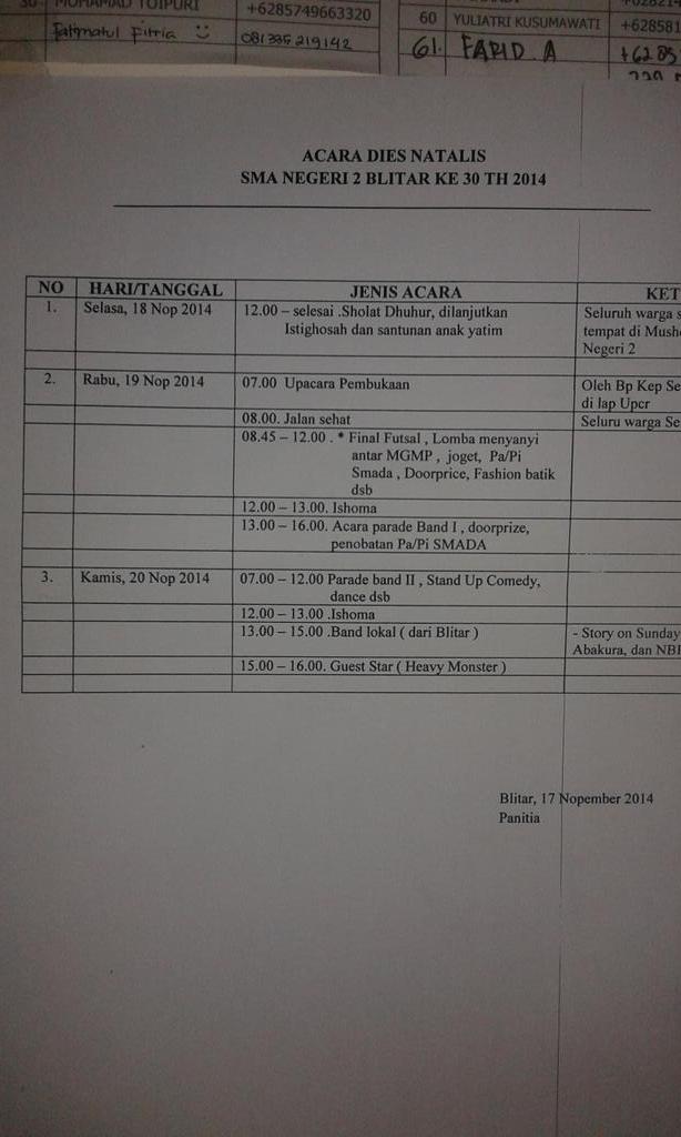 sma2blitar's tweet photo. Nah ini... RT @ikhvannuriza: Ini low gays Jadwal kita hari Kamis @sma2blitar @StandUpIndo_BLT http://t.co/AkLzH2qn2l