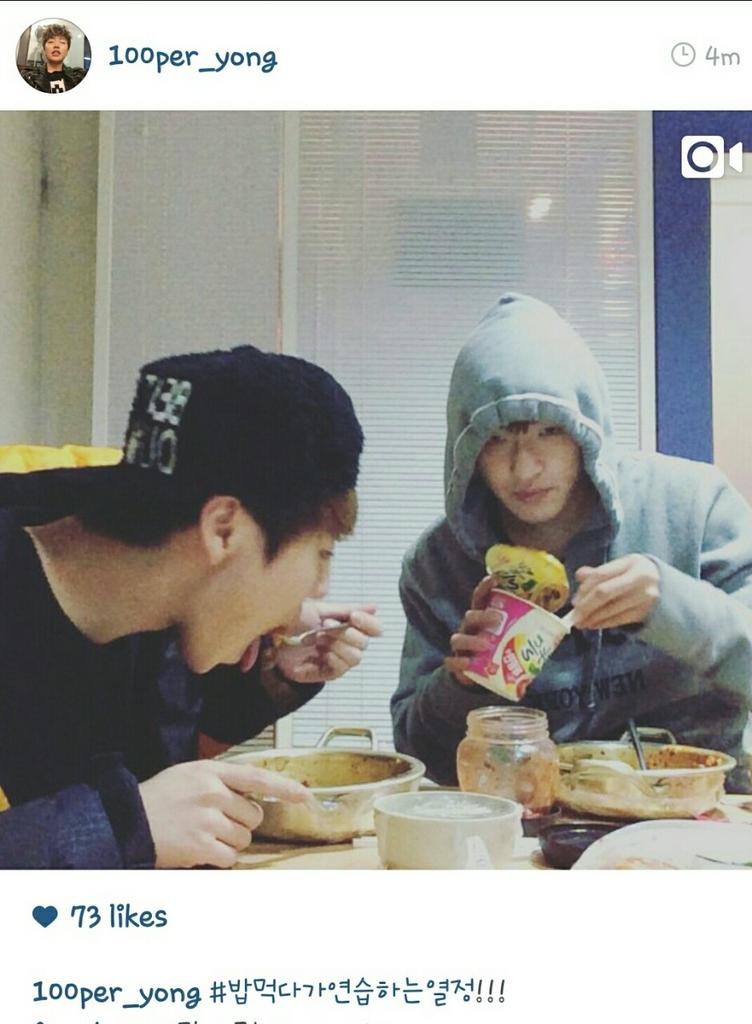 FullyChargedTH's tweet photo. [Trans] IG @100per_yongyong Passion of practing all of a sudden while eating http://t.co/F29ktdm4Pz