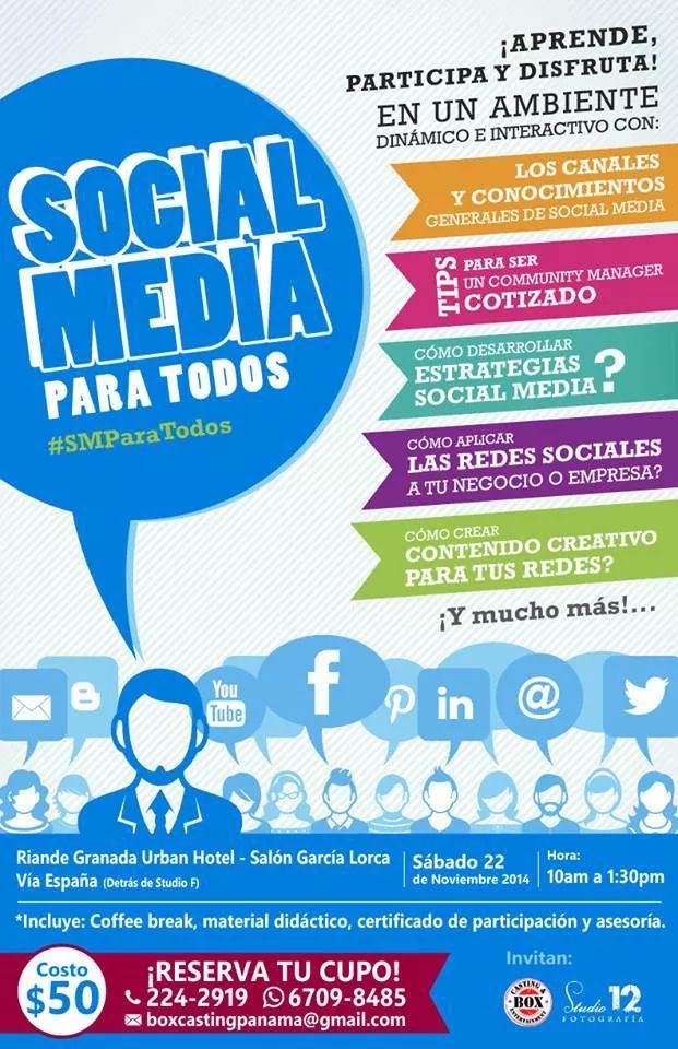 CamaradeNegocio's tweet photo. Social Media para todos #smParaTodos este sábado 22 de noviembre. Te puedes ganar 1 boleto gracias a @VIPNegociosPTY http://t.co/wNFfrJSzK5