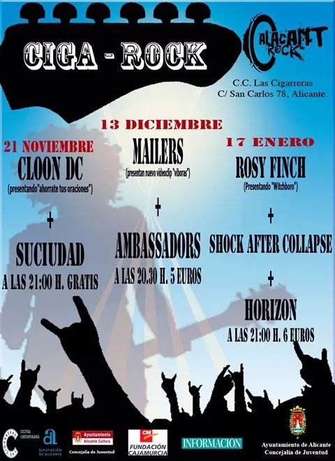 Confirmados en enero junto a <a href="/rosyfinchband/">Rosy Finch</a> en el #ciga_rock organizado por <a href="/Alacantrock/">Alacant Rock</a> !!!!!