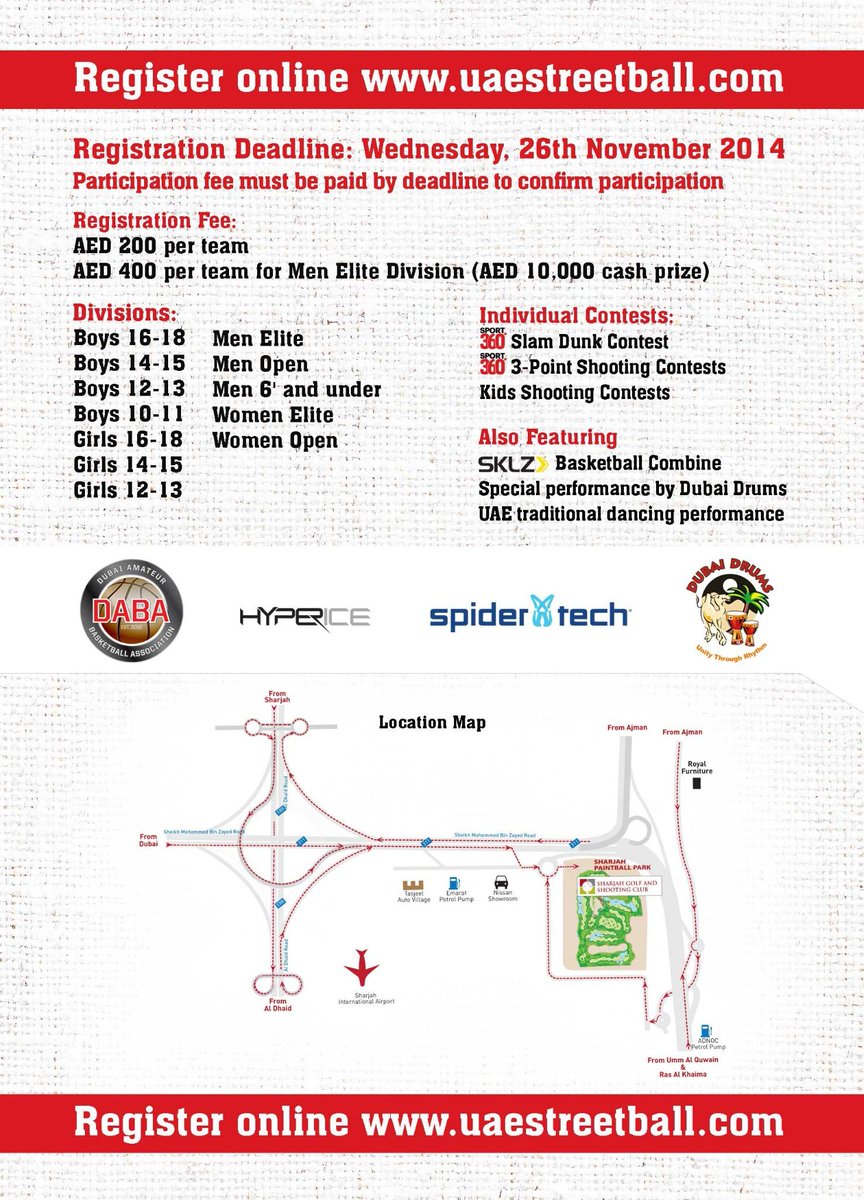 dubaitribehoops's tweet photo. Who'll b crowned 2014 UAE Streetball Champion? 12 Divisions. AED55,000 cash &amp; prizes. sign up http://t.co/OmxY19rNpK http://t.co/1Ks7YcSiaF