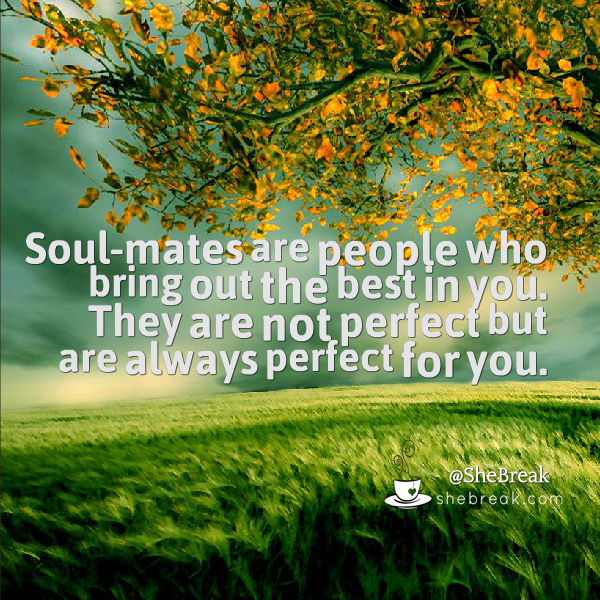 SheBreak's tweet photo. Soul-mates are people who bring out the best in you. They are not perfect but are always perfect for you. #lovequotes http://t.co/y49AO9i8y5