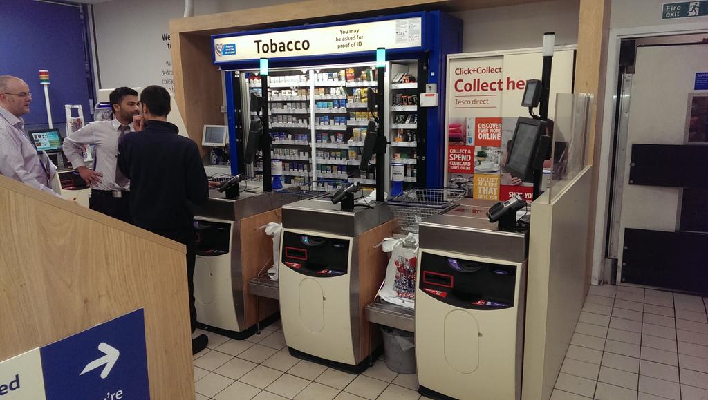 New assisted checkouts in <a href="/Piccadilly5322/">Tesco Piccadilly Mcr</a>. As the sign says, we're here to help. #JustAsk #BecauseQueingIsOverrated