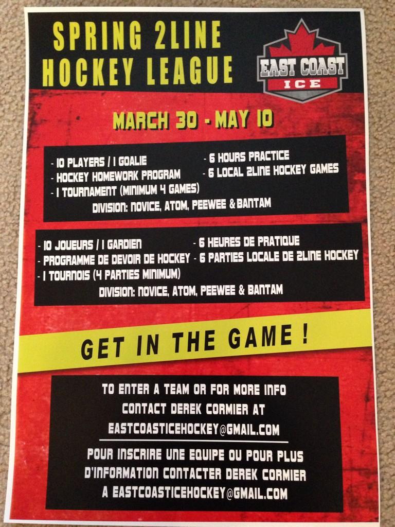 East_Coast_Ice's tweet image. Register your team today in our new "Spring 2 Line Hockey League" #moreice #moredevelopment