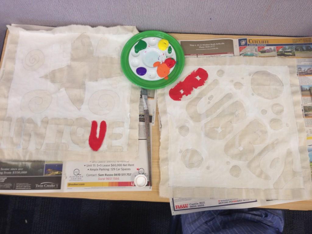 SJSyr62014's tweet photo. Year 6 students are busy creating their #graduation banners our end if year mass. http://t.co/QHoMKWvBbB