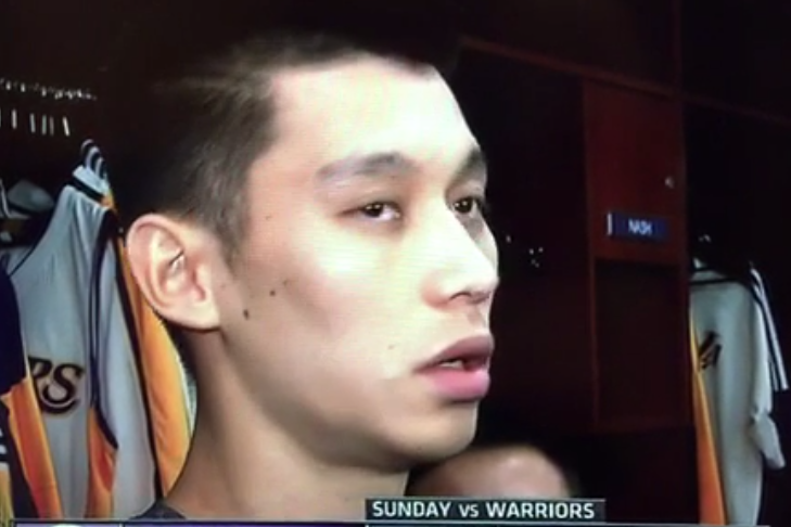 BleacherReport's tweet photo. VIDEO: Jeremy Lin does his best to describe the Lakers’ shortcomings, comes up with nothing http://t.co/EAEHhUZWVq http://t.co/ChJjlNRYB4