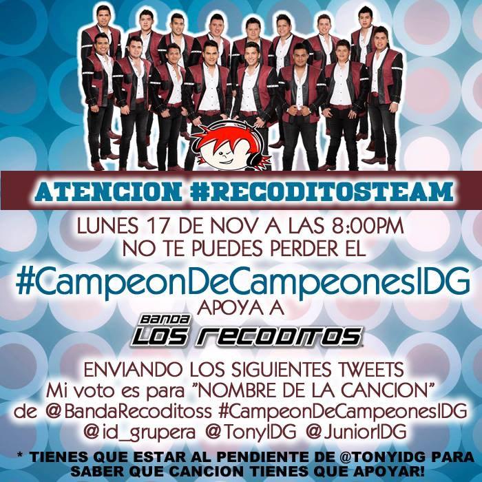 Club_SamuelRCS's tweet photo. CONTAMOS CON SU APOYO ESTA NOCHE!! ¡A VOTAR POR @BANDARECODITOSS ! http://t.co/SiHiOez6cV