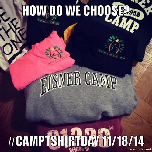 URJEisnerCamp's tweet photo. Tomorrow is #CampTShirtDay wear your favorite #eisnercamp Tshirt, post a pic and tag us #eisner2015 http://t.co/aqmu58Y6Iu