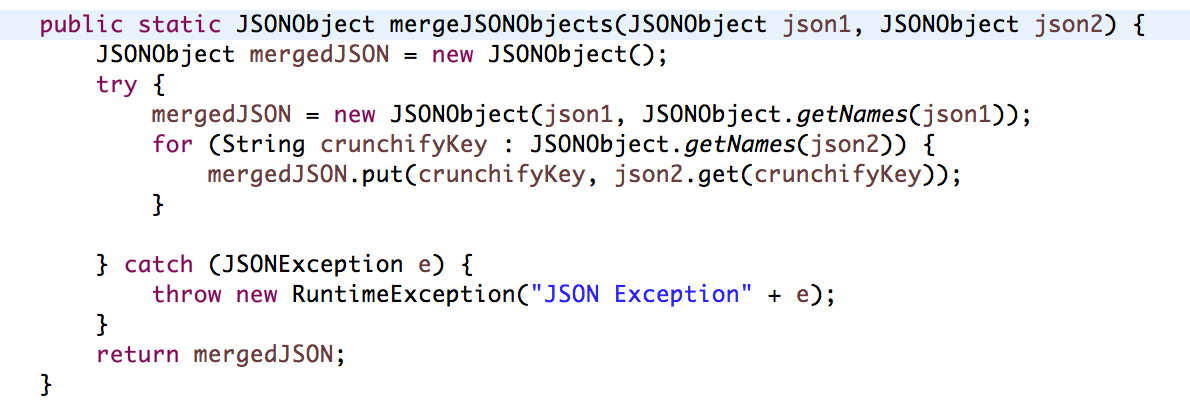 Crunchify's tweet image. How to Merge/Concat Multiple #JSONObject in #Java? Best way to Combine two JSONObjects w.crunchify.com/merge-jsonobje…