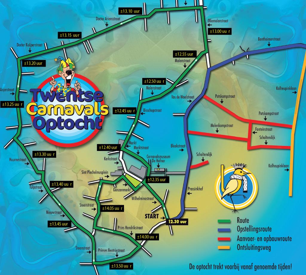 Route Grote Twentse Carnavalsoptocht bekend! #optocht bit.ly/optochtroute #boeskoolstad #oldenzaal