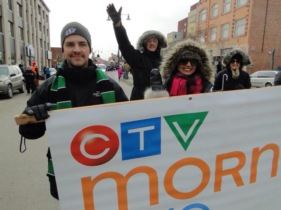 Throwback to a cold Sunday (yesterday) at the <a href="/sasksantaparade/">Sask. Santa Parade </a>. @JeremyDodge <a href="/MikeCiona/">Avgust Igno</a> @CTVStephanie #yxe