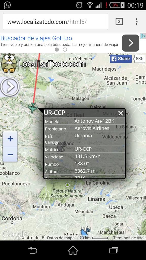 antoniosnchez8's tweet photo. Lo de la avioneta es un simple avión como otro cualquiera que cumple una ruta hasta Africa, no tiene mas misterio. http://t.co/PeSaNmqQPq