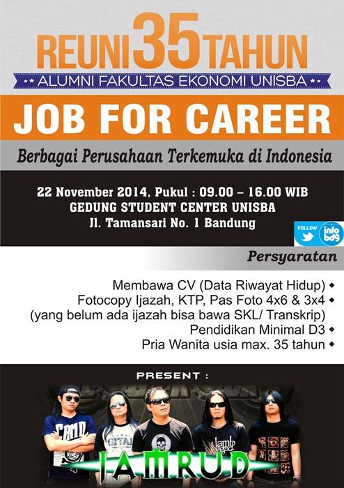 Job for Career #JobfairUnisba2014 di Reuni 35 Tahun Alumni FEB UNISBA 22/11 at GD. SC Unisba - <a href="/IA_FEB_UNISBA/">ALUMNI FEB UNISBA</a>