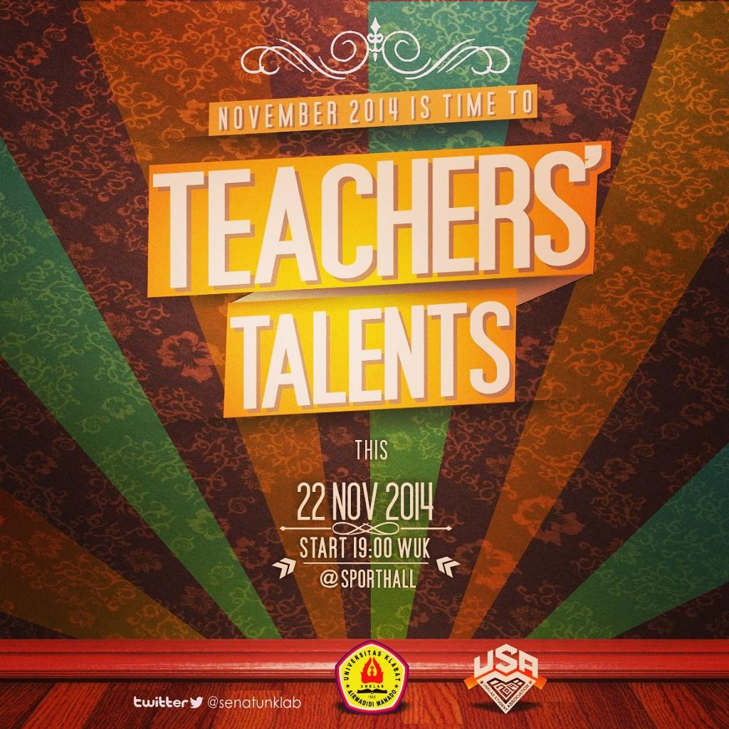This coming 22Nov2014 "Teachers' Talents" <a href="/unklabofficial/">UNIVERSITAS KLABAT</a> <a href="/unklabgrads/">Its all about UNKLAB</a> <a href="/SenatUnklab/">Student Association</a> <a href="/senatbemfekon/">FEKON UNKLAB</a> spread this out :)