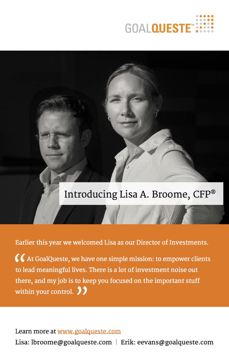 GoalQueste's tweet photo. Introducing our new Director of Investments, Lisa Broome, CFP! http://t.co/rnyJ7evKXP