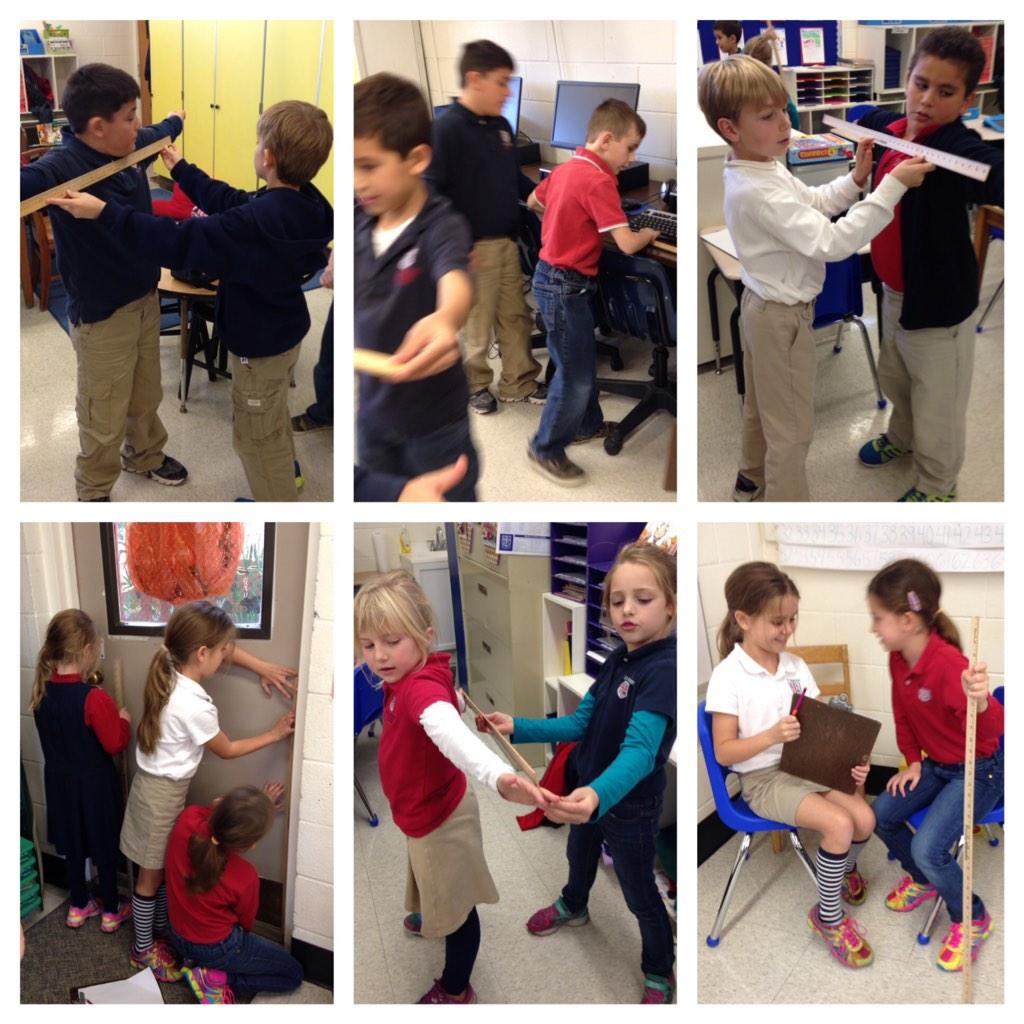 STM2A's tweet photo. 2A enjoyed the Math in Focus hands on activity using meter sticks to measure objects around the room @stmsaints #math http://t.co/lWEGaWU66s