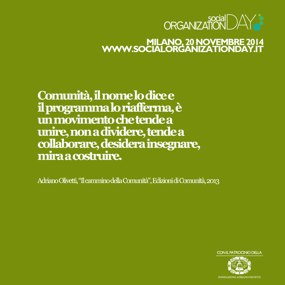 Fond_A_Olivetti's tweet photo. #SOday2014 | Dalla #Comunità alle #Community | A #Milano giovedì 20 novembre | http://t.co/ZDskm6BUiB | @hitrea http://t.co/lARZesrBEq