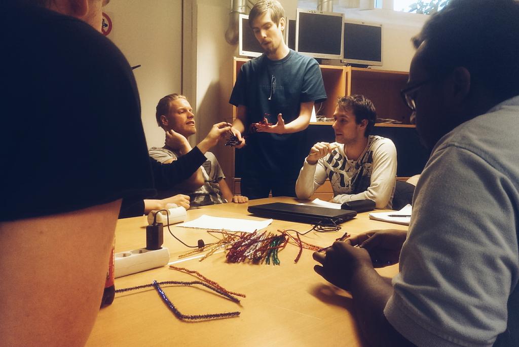 MartinNilsson8's tweet photo. The students at #YHTest are doing a project simulation in the course "Project Contexts". The Design team in picture. http://t.co/u9VkBE79Dn