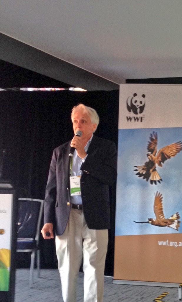 eber_sue's tweet photo. People get national parks save wildlife says .@WWF_Australia - Martin Taylor. No $? #WPCpanda #WorldParksCongress http://t.co/5NLQLPeL9x