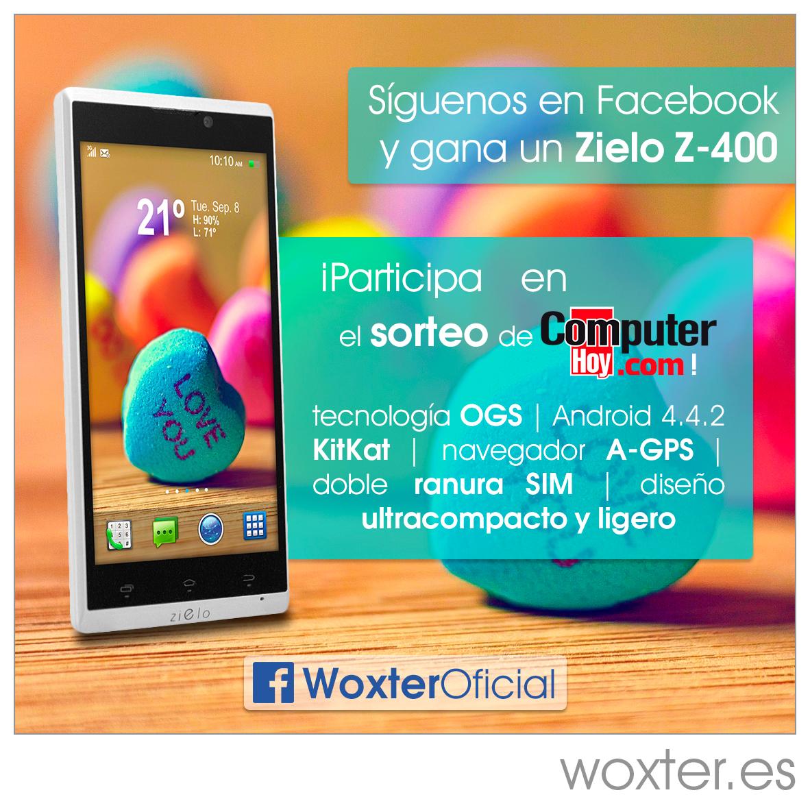 woxter's tweet photo. ¡En @computerhoy sortean un precioso Zielo Z-400! Participa: http://t.co/9E92UieLNw | #OGS #KitKat #AGPS #dobleSIM http://t.co/Jf5cfXVflp