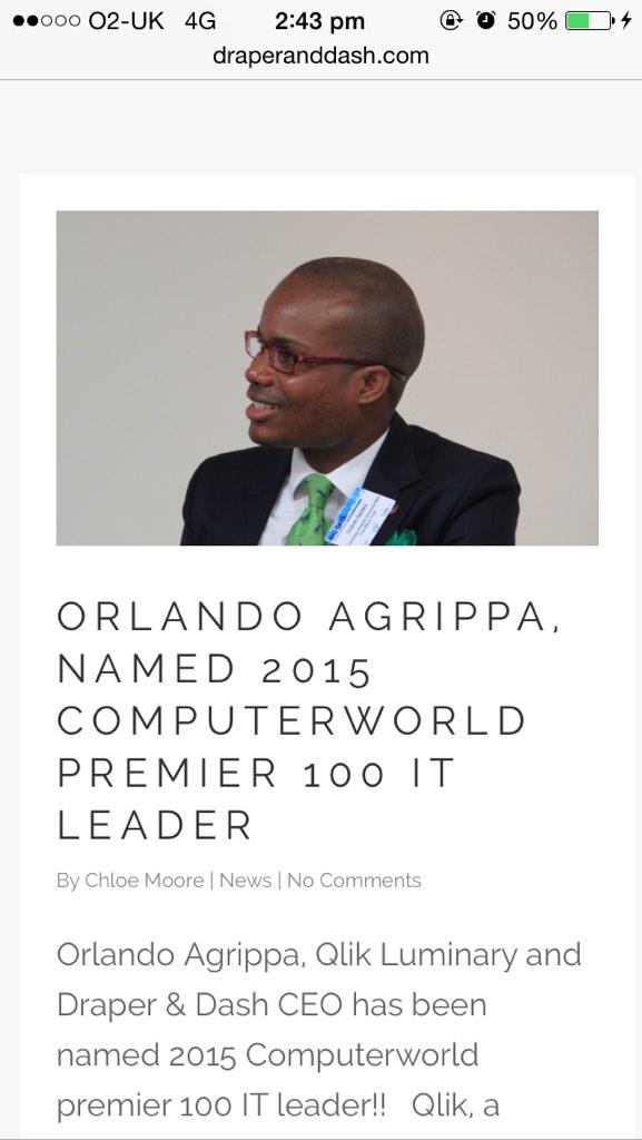 ChloeLMoore's tweet photo. @OrlandoAgrippa has been named 2015 computer premier 100 IT leader! http://t.co/eNC2ykucvZ #2015ComputerworldITLeader http://t.co/531ip7jOYS