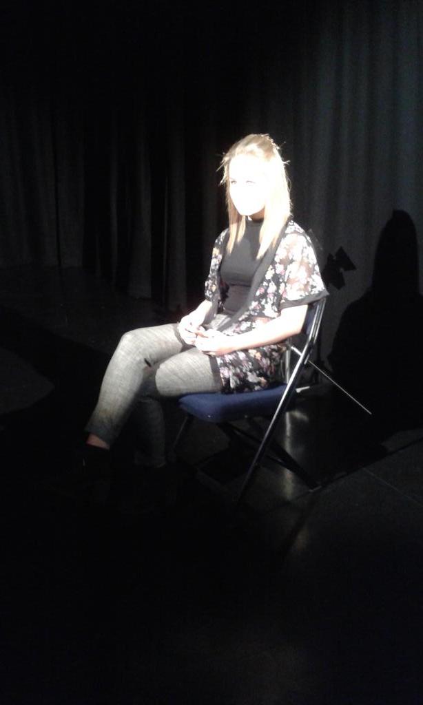 ProjectGroveRec's tweet image. Everything is dark, and we're trying hard not to trip over cables. @asemoe93 is getting ready for her interview.