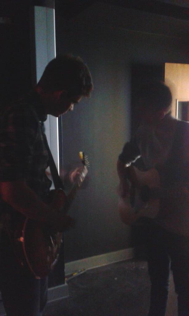 ProjectGroveRec's tweet image. Everything is dark, and we're trying hard not to trip over cables. @asemoe93 is getting ready for her interview.