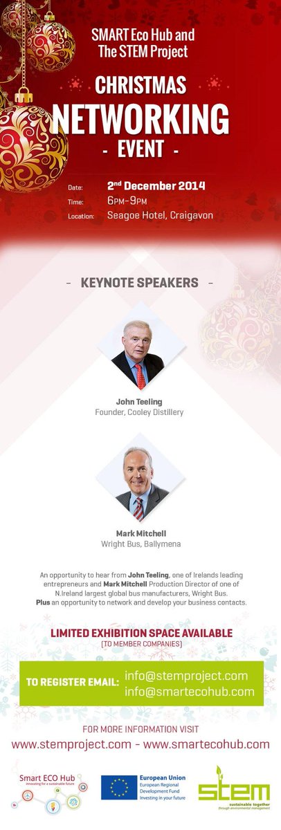 stem_project's tweet image. Another great STEM / Smart Eco Hub event for your diary - An evening of Christmas networking, 2nd Dec, Seagoe Hotel