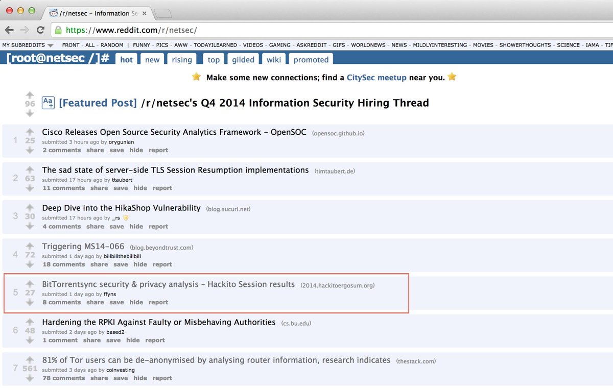 hesconference's tweet image. Good ! Some comments about Hackito Session on Reddit #btsync  reddit.com/r/netsec/comme…