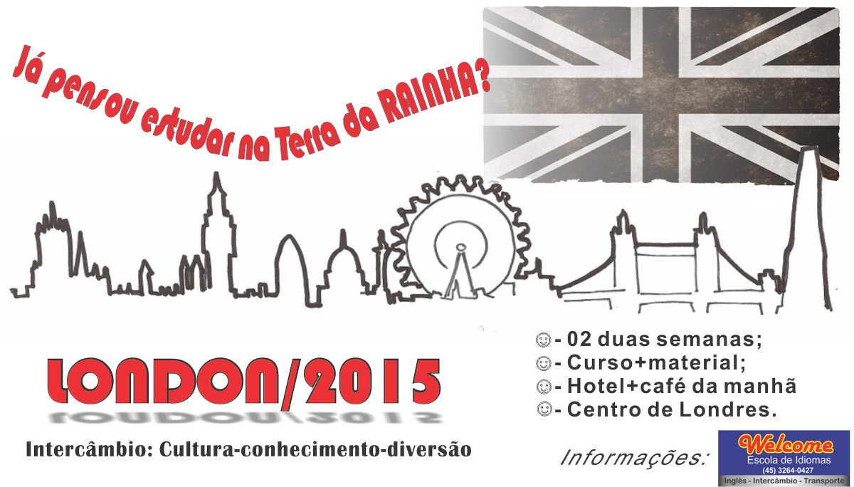 idiomasWelcome's tweet image. Intercâmbio para Londres, Dublin e Perth (Austrália) entrem em contato!