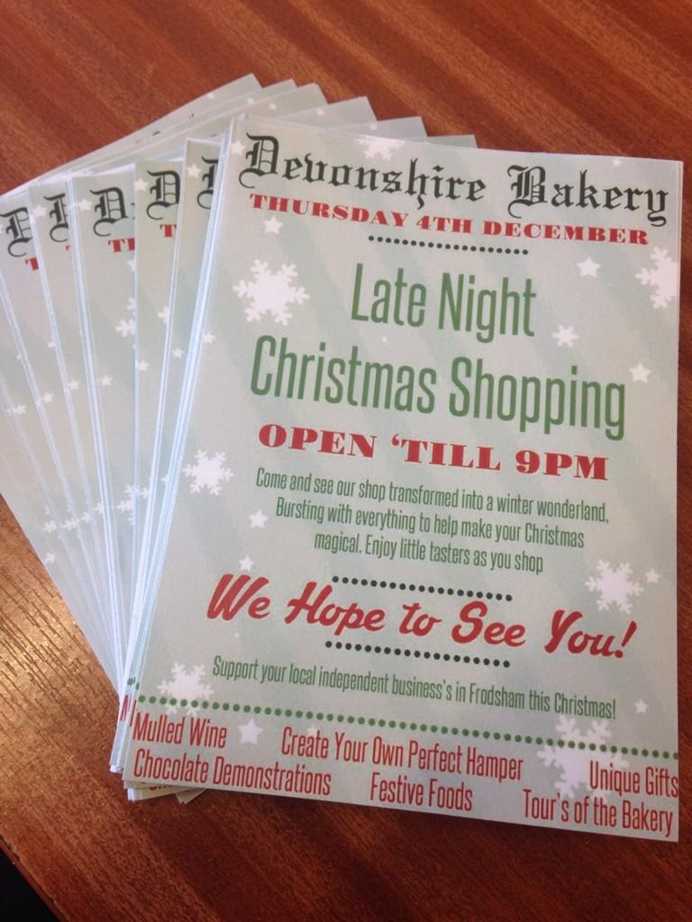 We hope to see you all on 4th December for late night shopping at the Frodsham Bakery! #Christmas