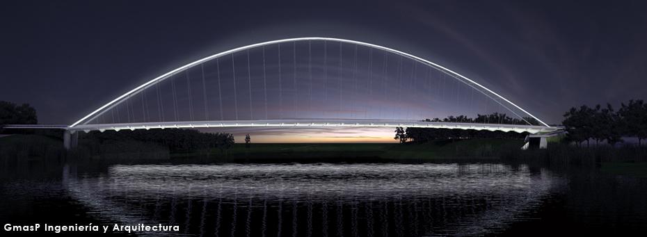 Propuesta de GmasP del concurso de un puente sobre el rio Serchio, Lucca en gmasp.es/dplucca.html