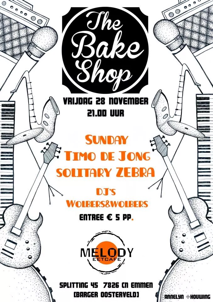 Share please!
De aanloop naar het festival is in volle gang!
 <a href="/TSATB_NL/">SPY festival</a>
2e editie @EvertBake
op 28 nov. <a href="/MelodyEmmen/">zalencentrum Melody</a>