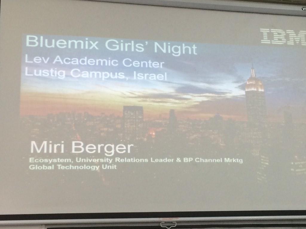 KsGorovaya's tweet photo. @mirmirber lights up #bluemix Girls Night in Tel Aviv! http://t.co/xZ5AV3VHTD