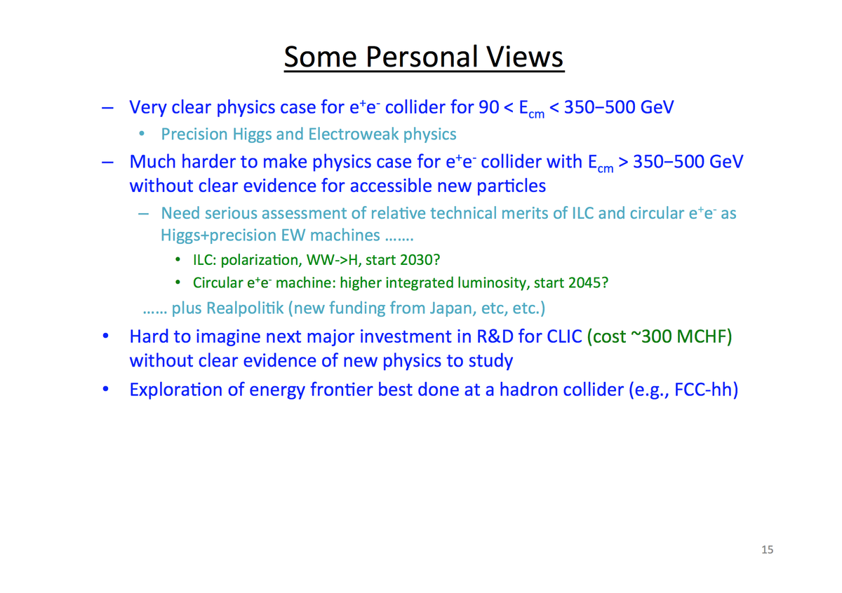 TLEP_FCCee's tweet photo. Terry Wyatt supported a clear physics case for an e+e- 90-350(500)GeV collider at the UK HEP Forum 2014. Slides here: http://t.co/C3VBEhK7eE
