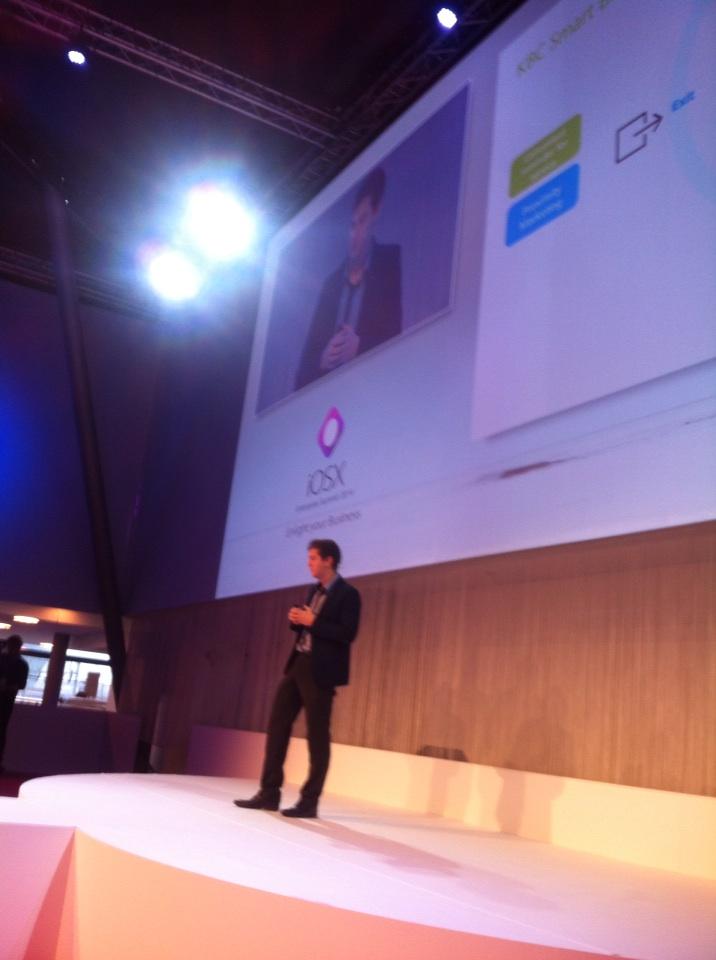 EmanuelNuyts's tweet photo. KBC Innovation Manager Joris Bijdekerke unfolding the new #kbcxplore app at Apple's #iOSX14 event http://t.co/dudAevWkoD