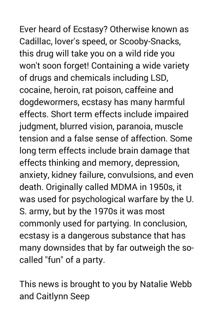 NatWbb's tweet photo. Facts on Ecstasy @MrsHuskeysFACS http://t.co/a7pV7f9Q7n