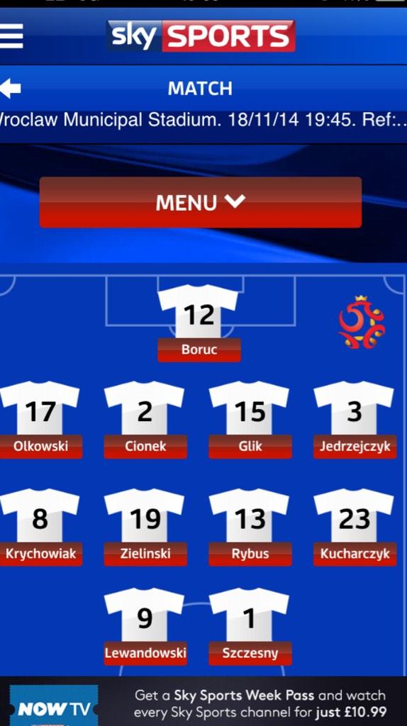Krishan_Shah's tweet photo. According to Sky Sports Szczesny's playing upfront with Lewandowski today 😂 #POLvSWI http://t.co/cvHEfBID0v
