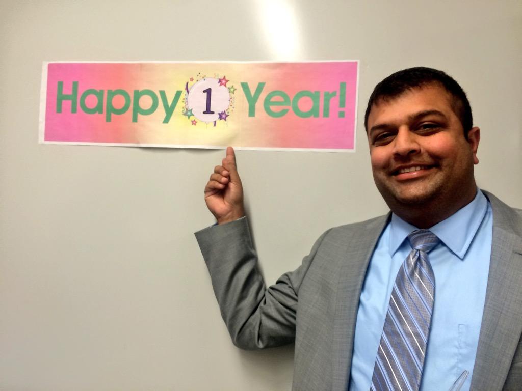 PS236MillBasin's tweet photo. It's Mr. P's one-year anniversary as our principal! 🎉🎉🎉 #leadbyexample #celebrate #PS236 http://t.co/T4YJGu57QH