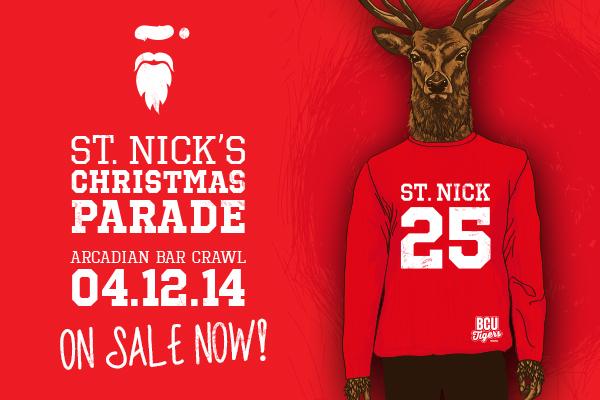 BCUSU's tweet photo. We can reveal.. ST NICK'S CHRISTMAS PARADE is coming to town! Tickets ON SALE NOW: http://t.co/52eTs2NPHi #bcuTigers http://t.co/VjZKXNLf9z