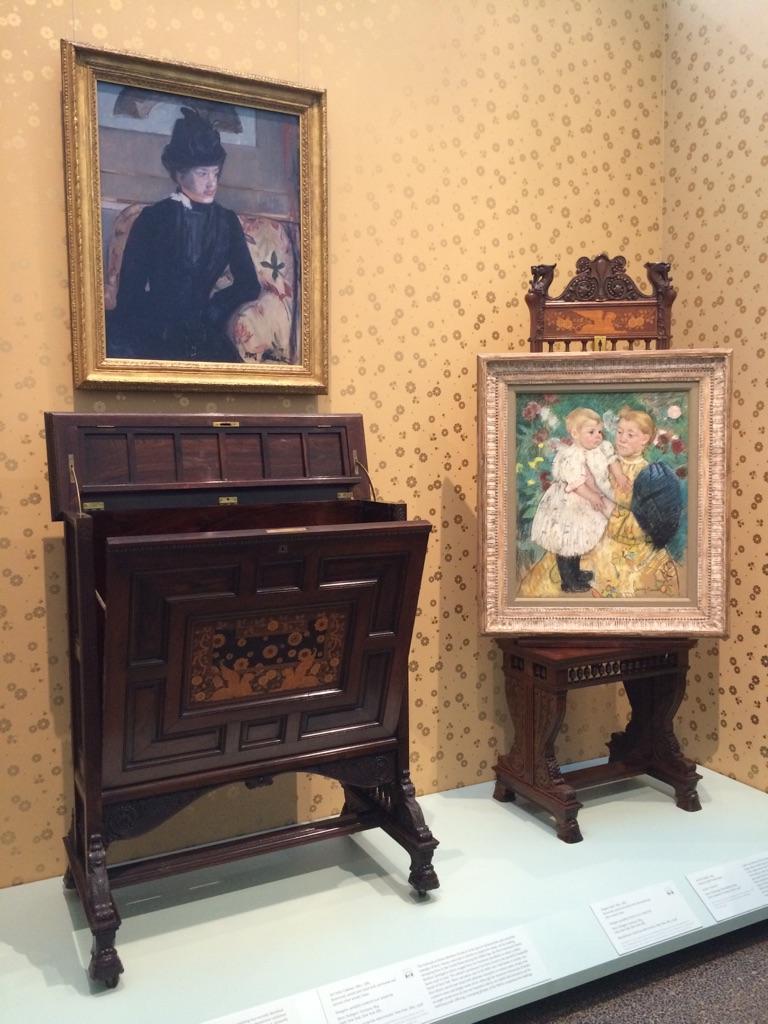 artbma's tweet photo. Hugely innovative paintings by Mary Cassatt with equally unusual furniture for storing and displaying art. #bma100 http://t.co/1MqGjcrvm2