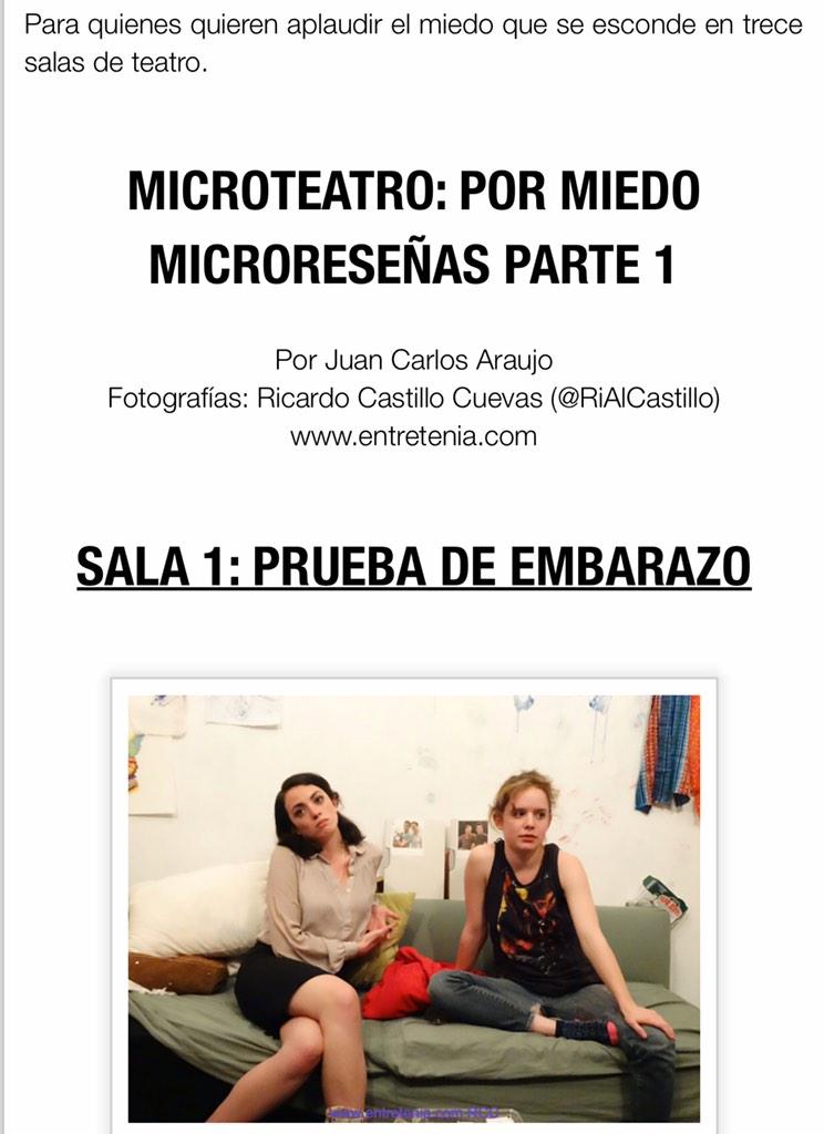Entretenia's tweet photo. MICRO-RESEÑAS PARTE 1! MicroTeatro #PorMiedo en http://t.co/I8m0naKWZk RT Mañana parte 2. El miedo vive en 13 salas. http://t.co/vm8Ik0jWEX