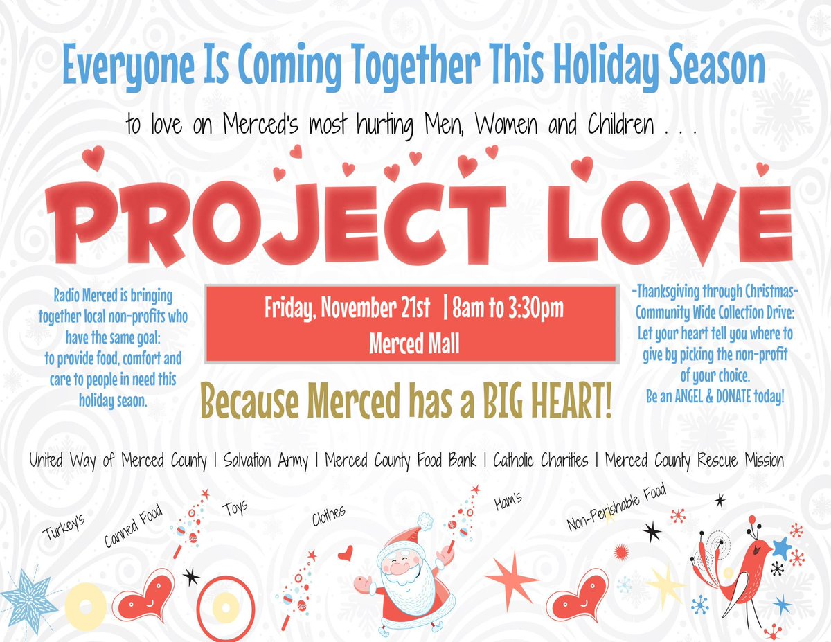 MercedFB's tweet image. Stop by the Merced Mall this Fri (11/21) from 8am-3:30pm &amp;amp; donate to MCFB! *Canned Goods*Cereal*Pasta* #ProjectLove
