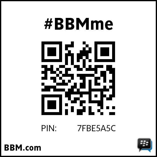 #BBMme PIN: 7FBE5A5C
pin.bbm.com/7FBE5A5C