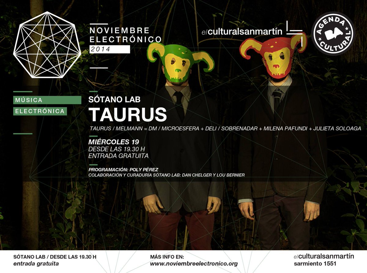 elculturalsm's tweet photo. #Mañana desde las 19.30h Sótano Lab > Taurus #NE2014 http://t.co/AlPHLM062R