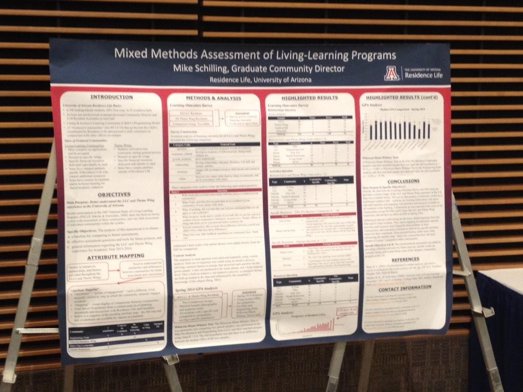 MikeOnCampus's tweet photo. Come talk to me about mixed-methods assessment of LLCs and Theme Wings at the #AIMHO2014 Poster Session! http://t.co/lU4Wtci52j