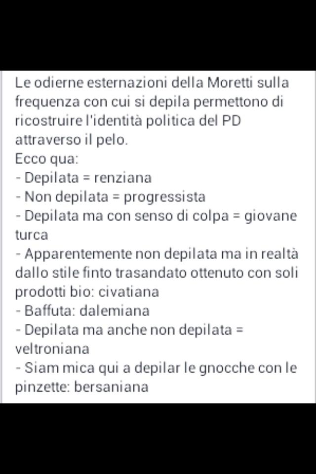 DavAstolfiGreen's tweet photo. Pelo e correnti del #pd. #moretti #ladylike #moretti .@stanzaselvaggia http://t.co/ClucXBxteC