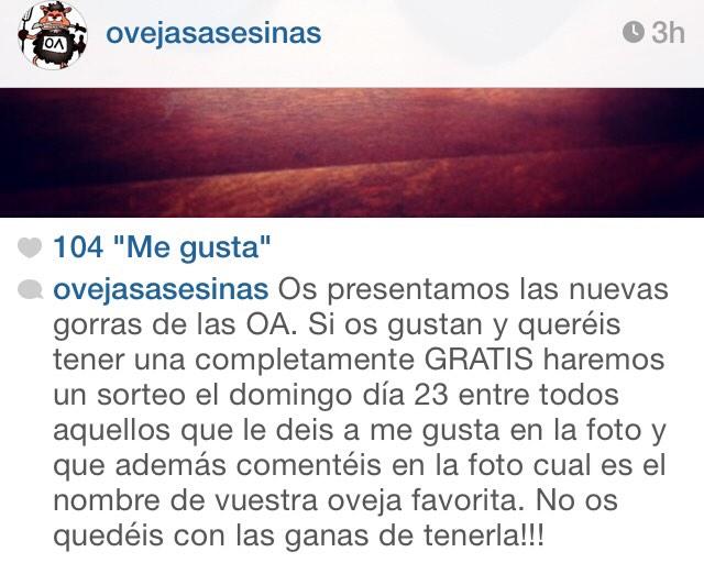 JorgitoPisha's tweet photo. ¿ Quieres una gorra de las Ovejas Asesinas ? Entre y participa en el sorteo 😉 ->  http://t.co/h58w3FjTRQ http://t.co/B9bCnV8l8D